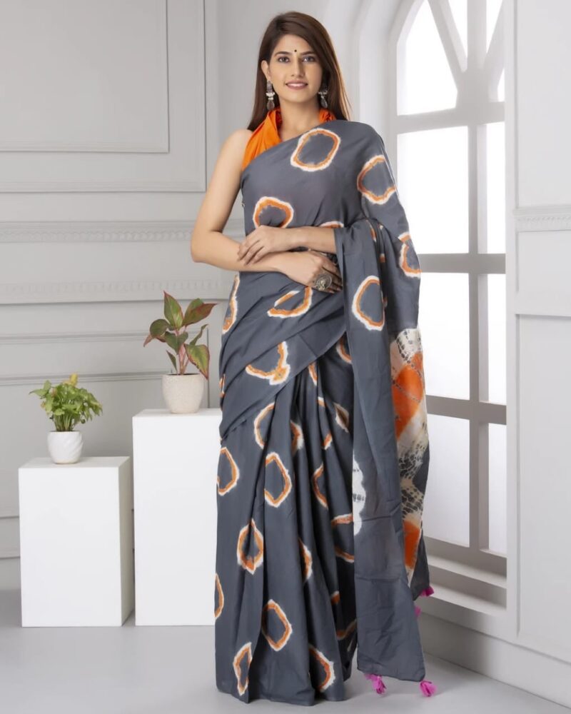 Shibori Tye And Dye Mulmul Sarees - Image 30